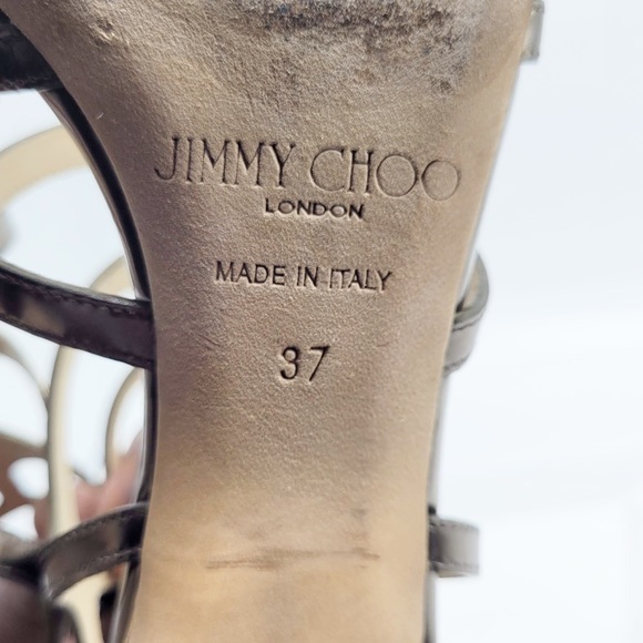 Jimmy Choo Gold Gladiator Block Heeled Sandals - Picture 9 of 13
